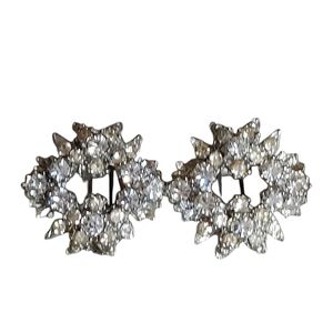 Vintage Elegant Silver Crystal Earrings Clip  On